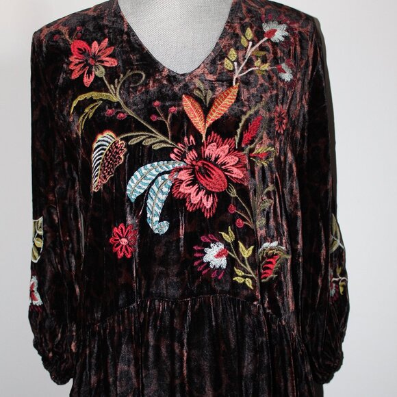 NWT Johnny Was Workshop JWLA Biya Embroidered Velvet Isabella Tiered Dress - Picture 5 of 10